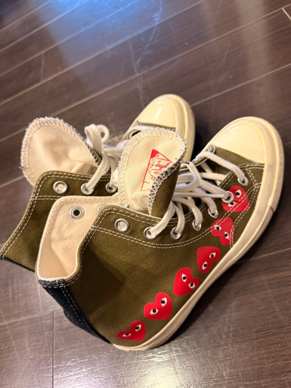 Converse x Comme des Garcons PLAY Chuck 70 Hi Multi Heart Khaki CDG PLAY × Conve
